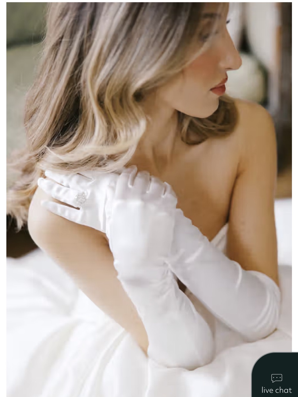 David's Bridal White Satin Opera Gloves - Classic Bridal Accessory